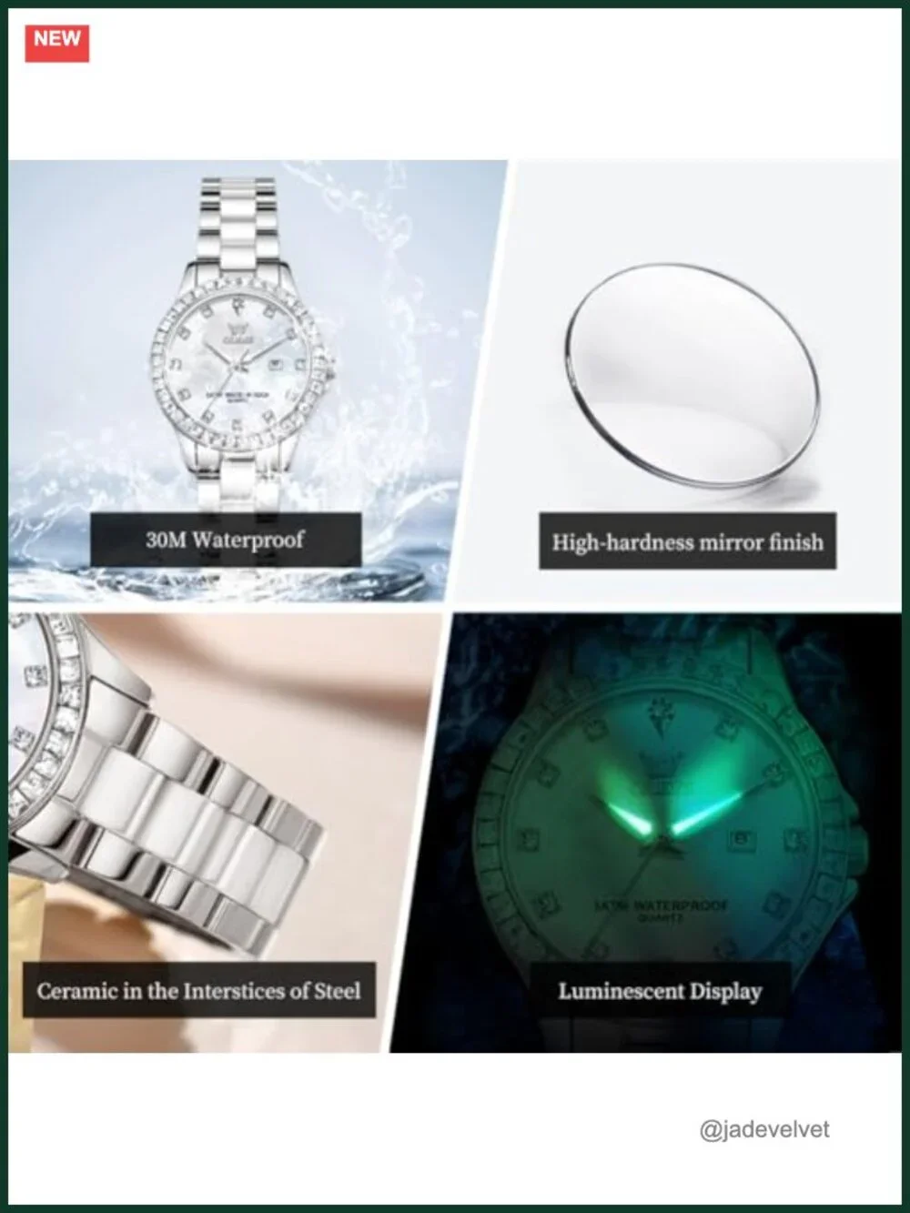 Women's Ceramic Stainless Steel Bracelet Watch Mother of Pearl Roman Dial